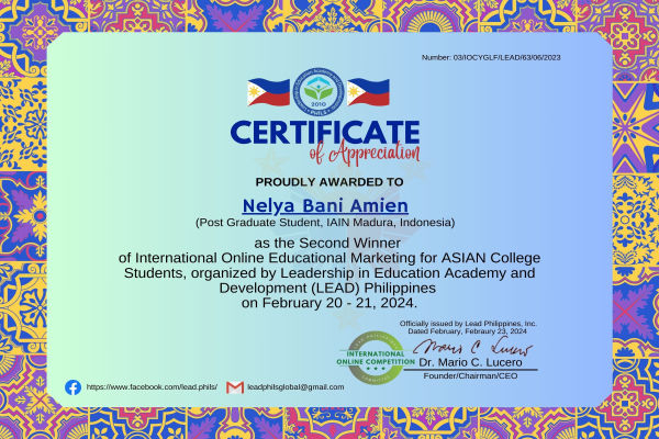 MEMBANGGAKAN MAHASISWA MAGISTER MANAJEMEN PENDIDIKAN ISLAM IAIN MADURA MENDAPAT PENGHARGAAN INTERNASIONAL